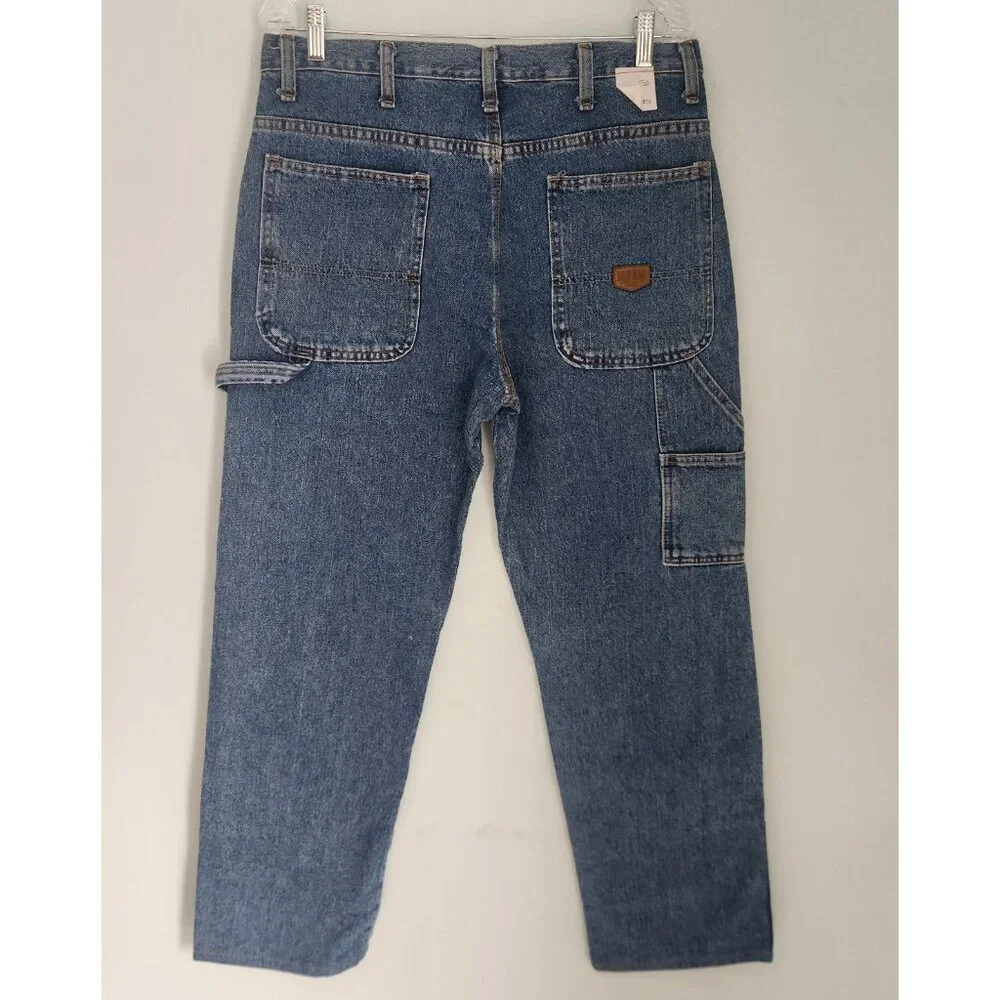 RED KAP Jeans Blue Denim Carpenter Work Pants Retro 100% Cotton‎ 34x30 NEW READ*